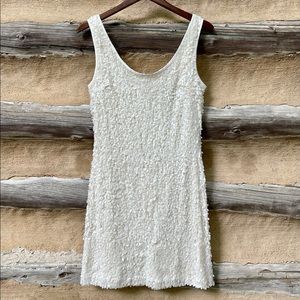 White House Black Market Ivory Sequined Dress Size 8